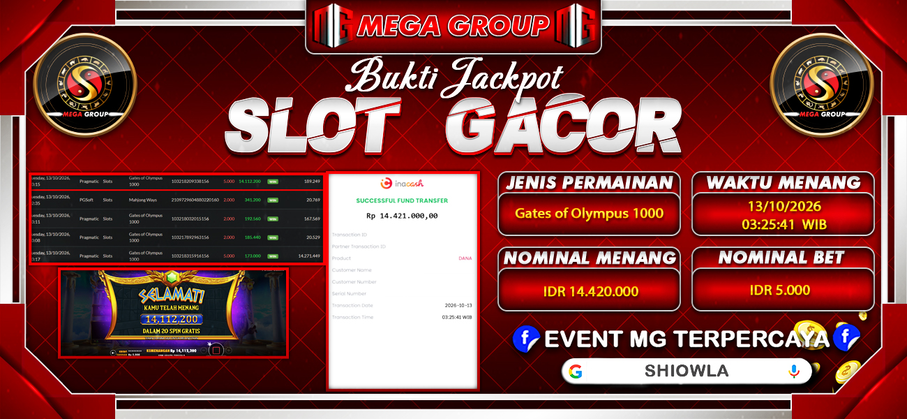 Bukti JP situs Shiowla hari Selasa, 13 Oktober 2026
